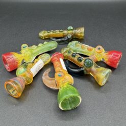 Trippy Meat Opal Horn Chillum, several color options shown together