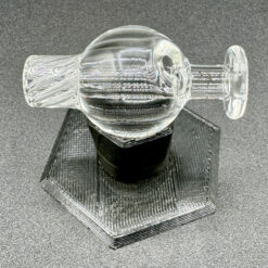 Gordo Scientific GTR Bubble Cap, clear glass dual-channel carb cap on display stand