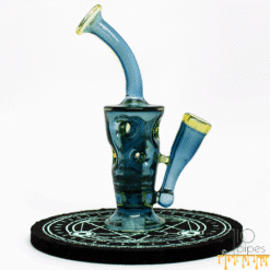 LICIT Glass Savage Pico Rig, UV-reactive blue glass mini dab rig, front view